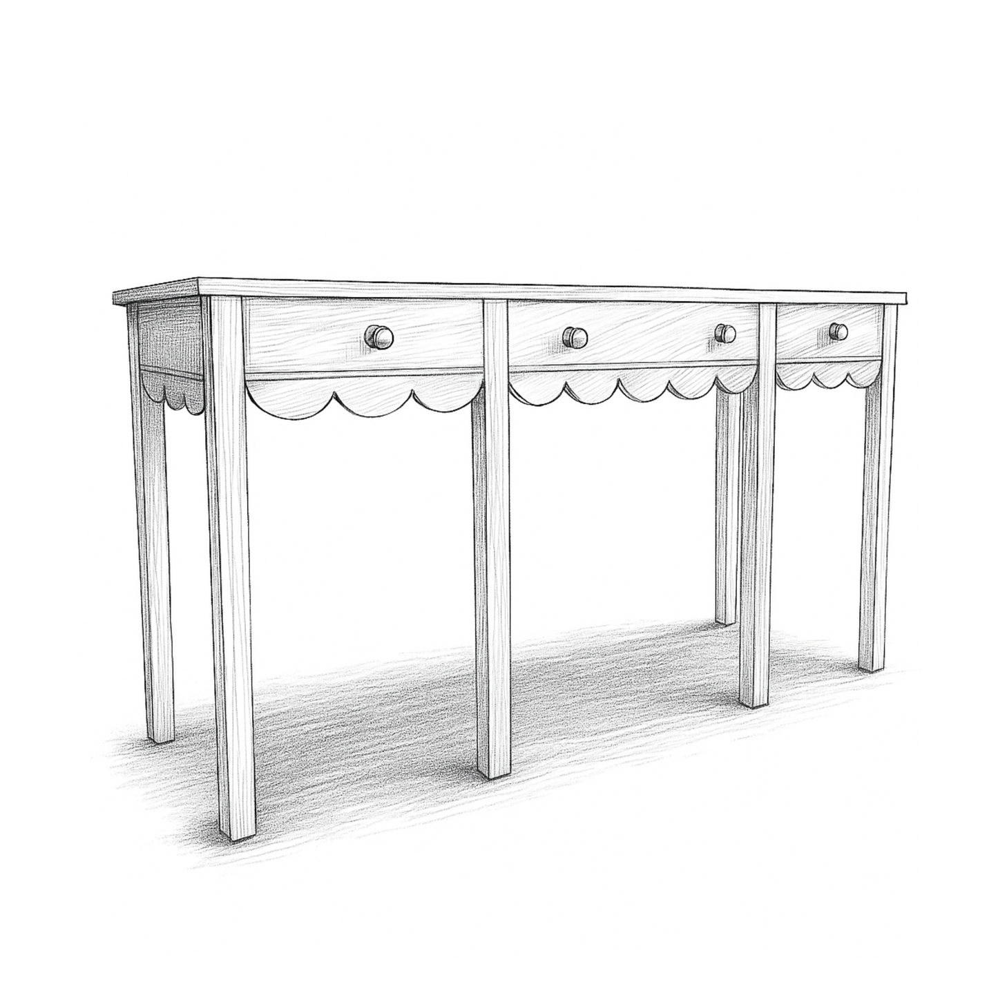 Scalloped Sideboard Table