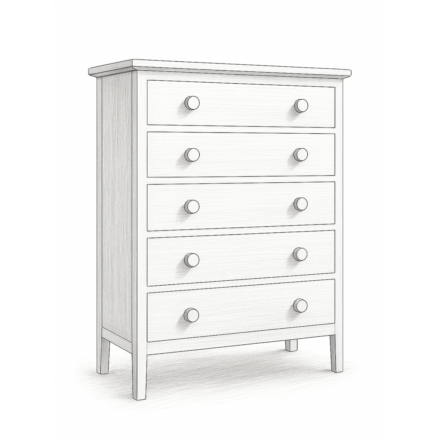 Five Drawer Dresser with Handcrafted Knobs