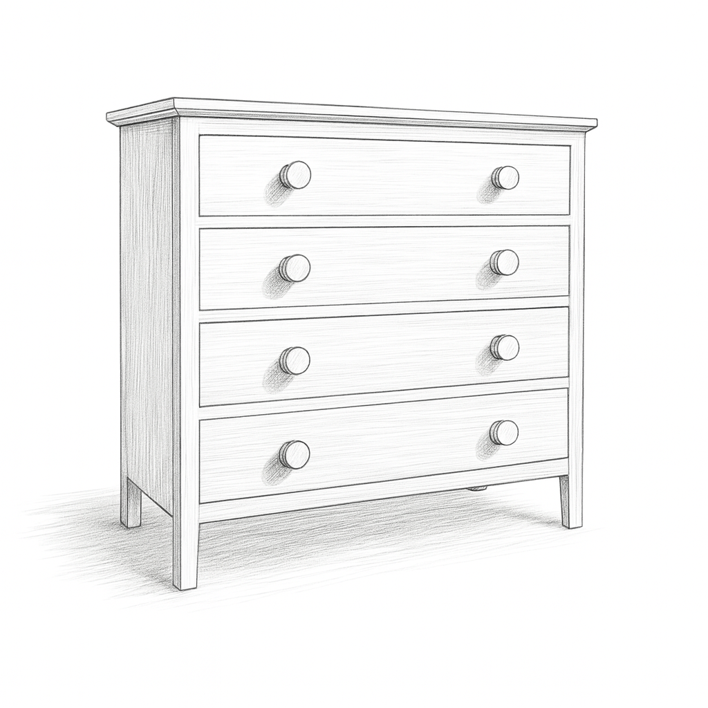 Four Drawer Dresser with Handcrafted Knobs